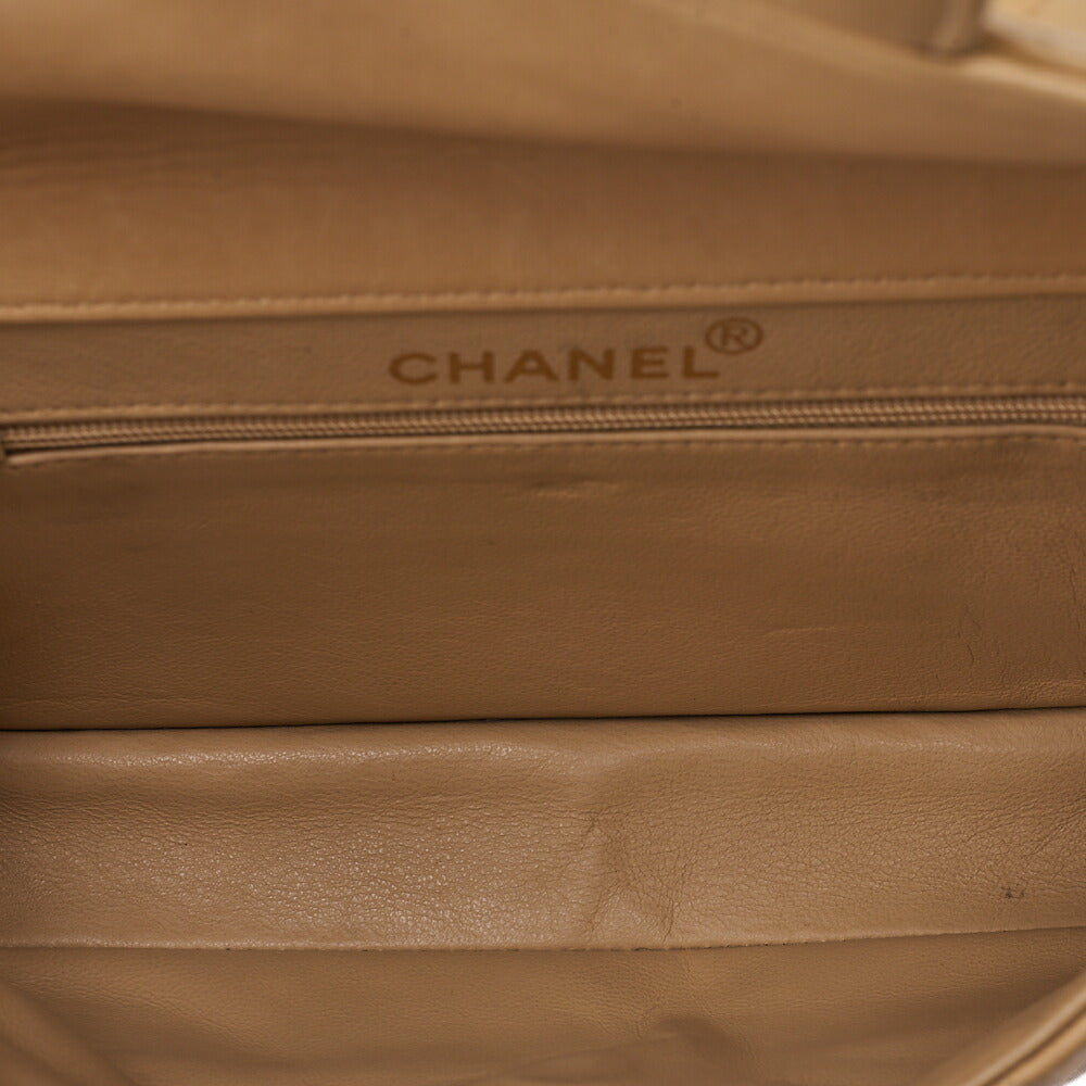 CHANEL Lambskin Matelasse Double Face 23cm Chain Shoulder Beige Gold-Tone Hardware, Pre-Owned