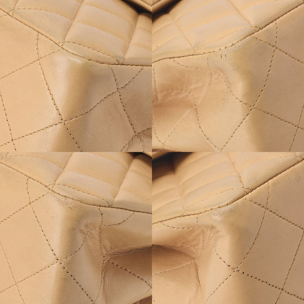 CHANEL Lambskin Matelasse Double Face 23cm Chain Shoulder Beige Gold-Tone Hardware, Pre-Owned