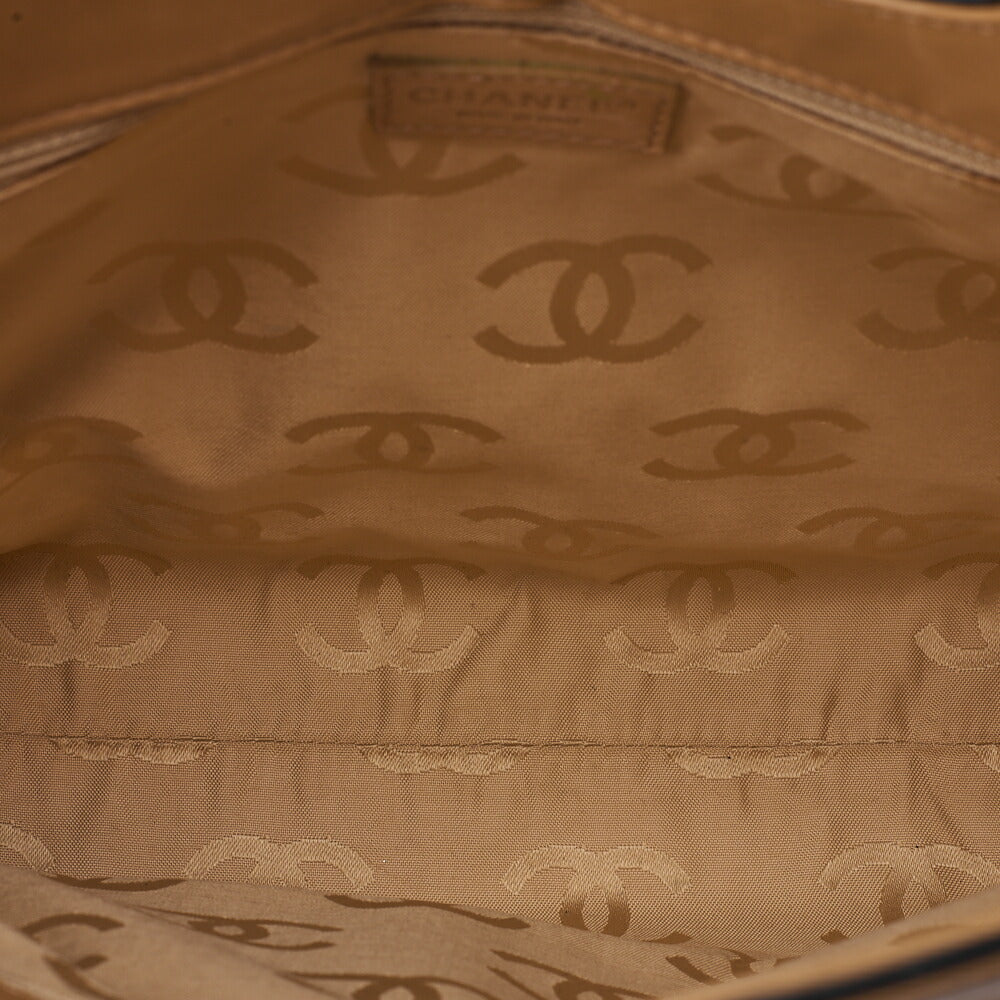 CHANEL Coco Mark 2way Chain Shoulder Bag Calfskin Beige Black-Tone Hardware, Pre-Owned