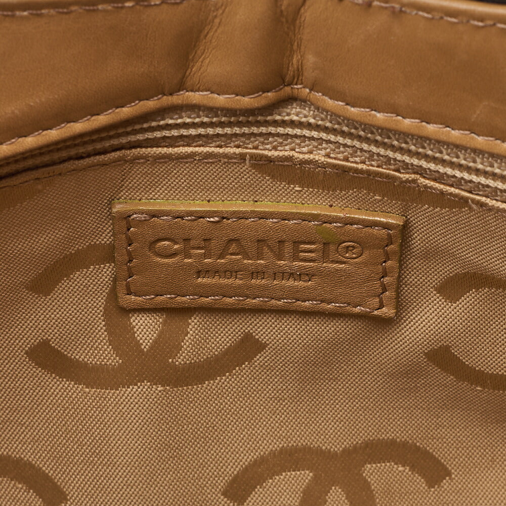 CHANEL Coco Mark 2way Chain Shoulder Bag Calfskin Beige Black-Tone Hardware, Pre-Owned