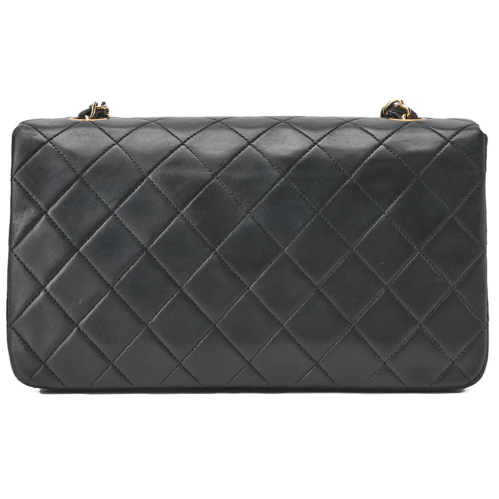 CHANEL Lambskin Matelasse Full Flap Turnlock Chain Shoulder Black Gold-Tone Hardware, Pre-Owned