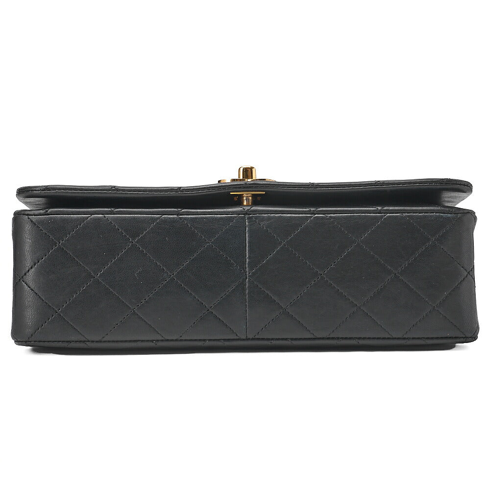 CHANEL Lambskin Matelasse Full Flap Turnlock Chain Shoulder Black Gold-Tone Hardware, Pre-Owned
