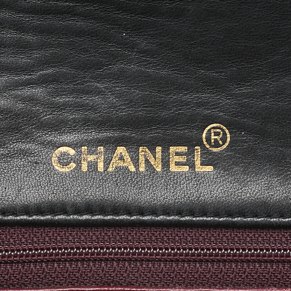 CHANEL Lambskin Matelasse Full Flap Turnlock Chain Shoulder Black Gold-Tone Hardware, Pre-Owned