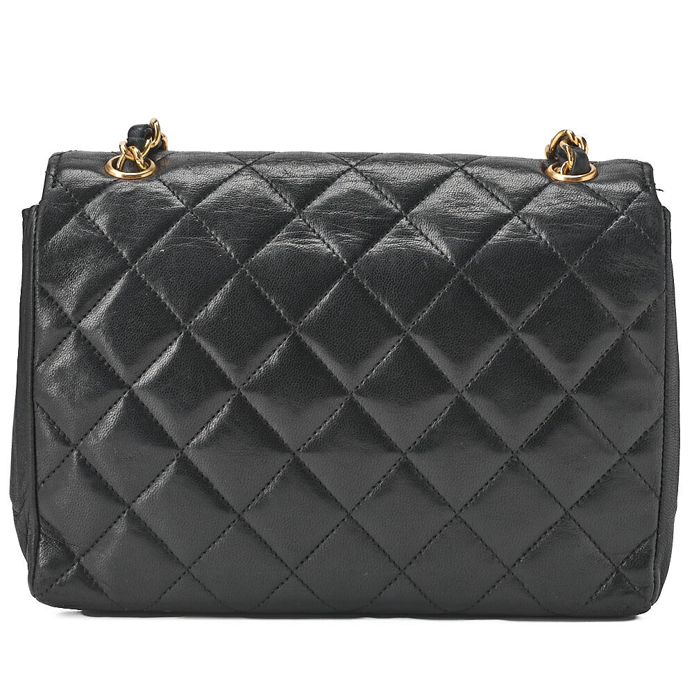 CHANEL Matelasse Big Coco V-Flap Single Push Lock Chain Shoulder Lambskin Black Gold-Tone Hardware, Pre-Owned