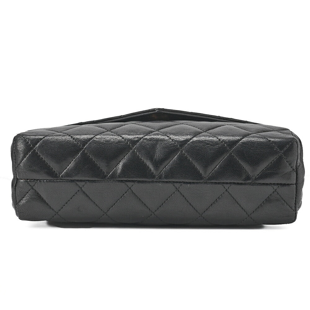 CHANEL Matelasse Big Coco V-Flap Single Push Lock Chain Shoulder Lambskin Black Gold-Tone Hardware, Pre-Owned