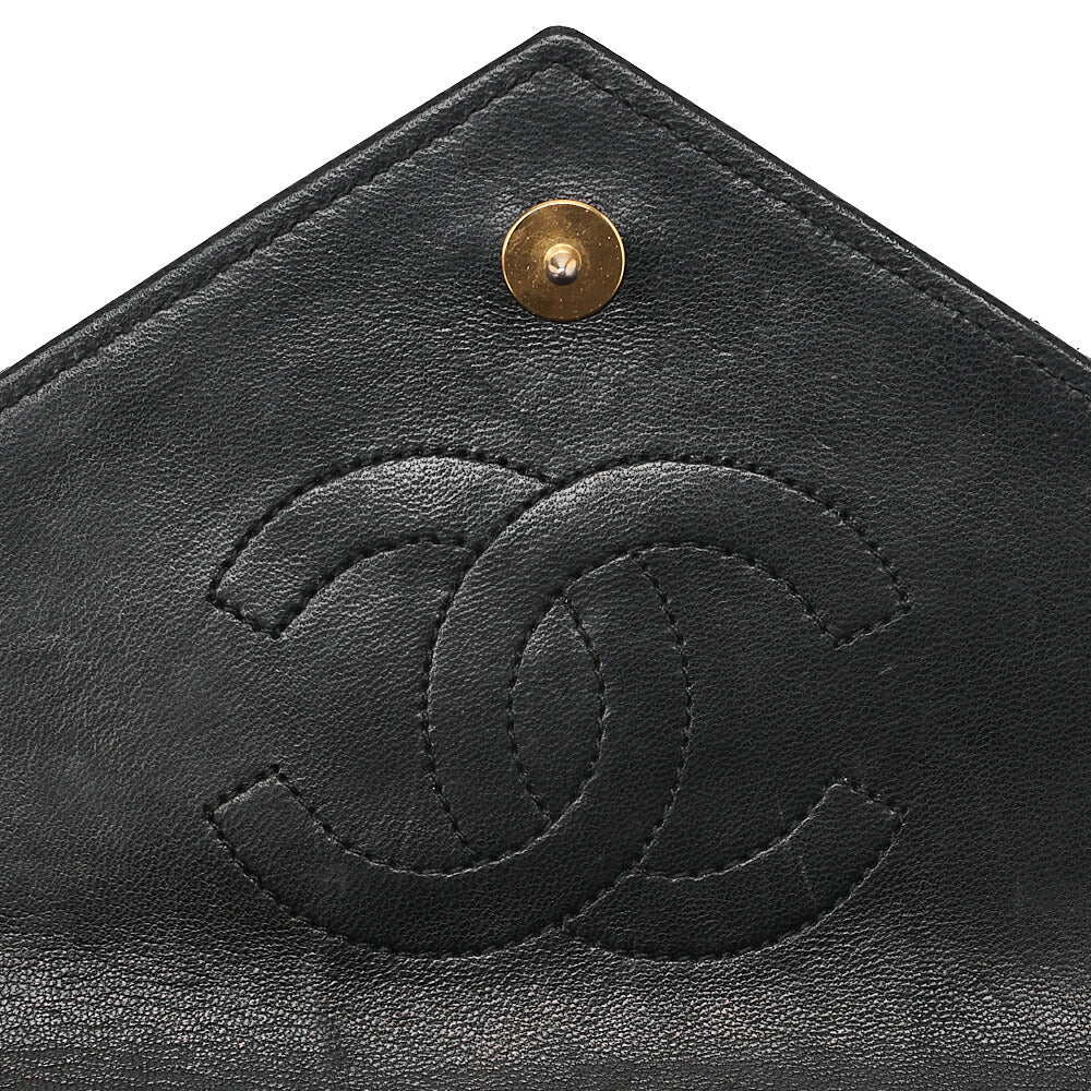CHANEL Matelasse Big Coco V-Flap Single Push Lock Chain Shoulder Lambskin Black Gold-Tone Hardware, Pre-Owned