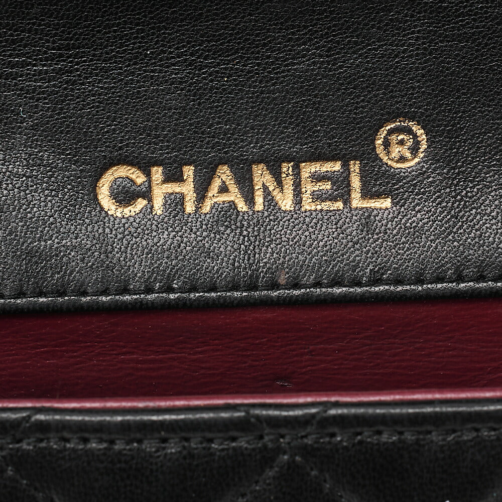 CHANEL Matelasse Big Coco V-Flap Single Push Lock Chain Shoulder Lambskin Black Gold-Tone Hardware, Pre-Owned