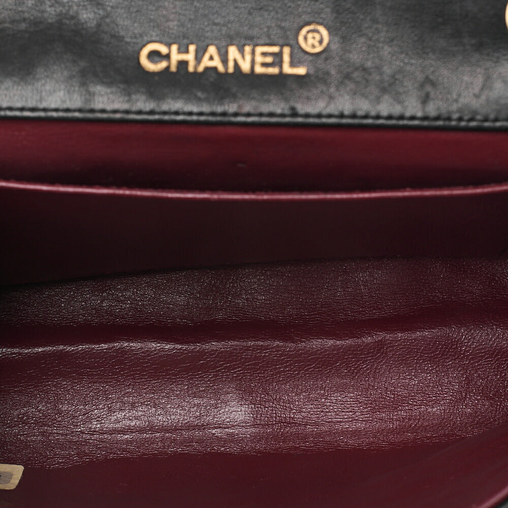 CHANEL Matelasse Big Coco V-Flap Single Push Lock Chain Shoulder Lambskin Black Gold-Tone Hardware, Pre-Owned