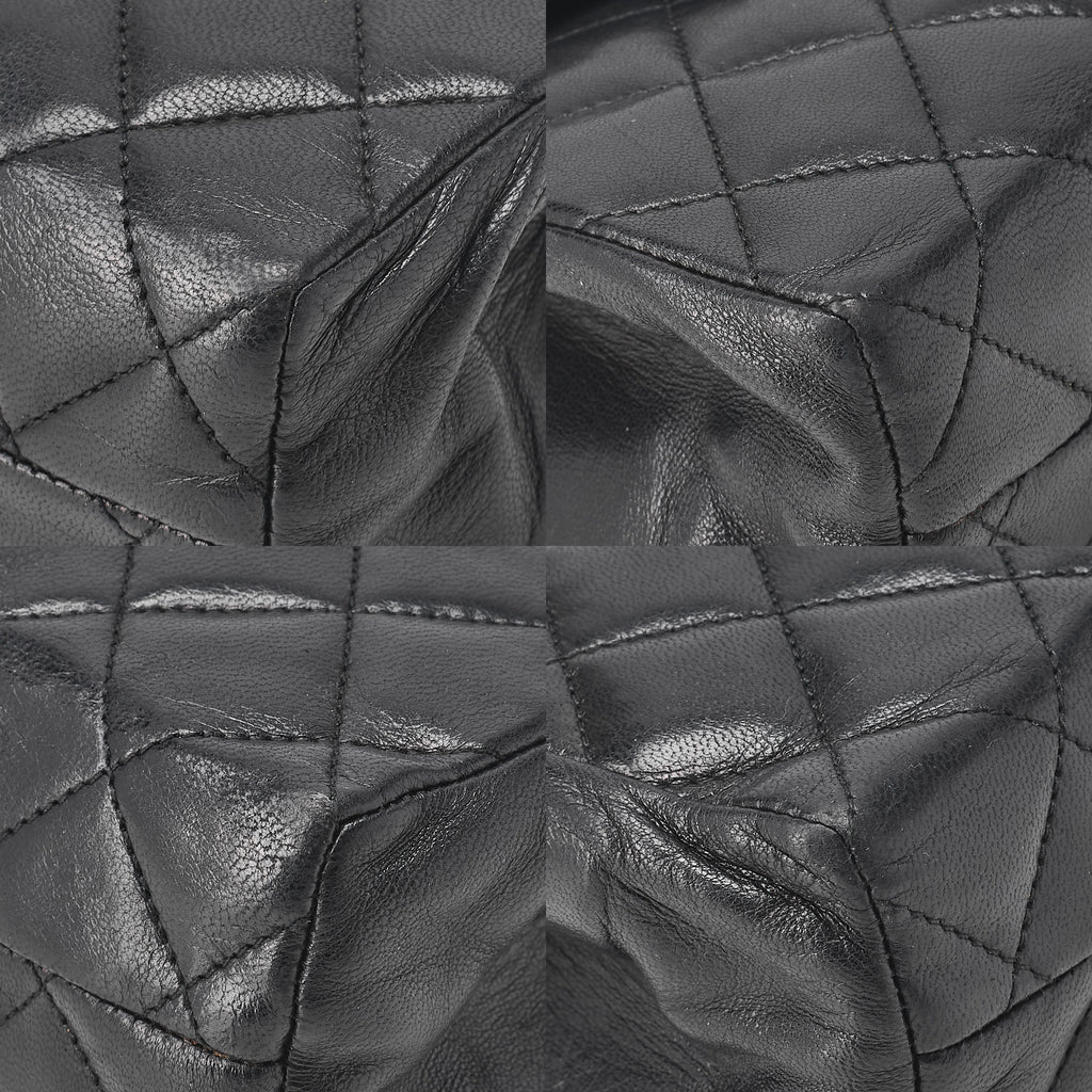 CHANEL Matelasse Big Coco V-Flap Single Push Lock Chain Shoulder Lambskin Black Gold-Tone Hardware, Pre-Owned