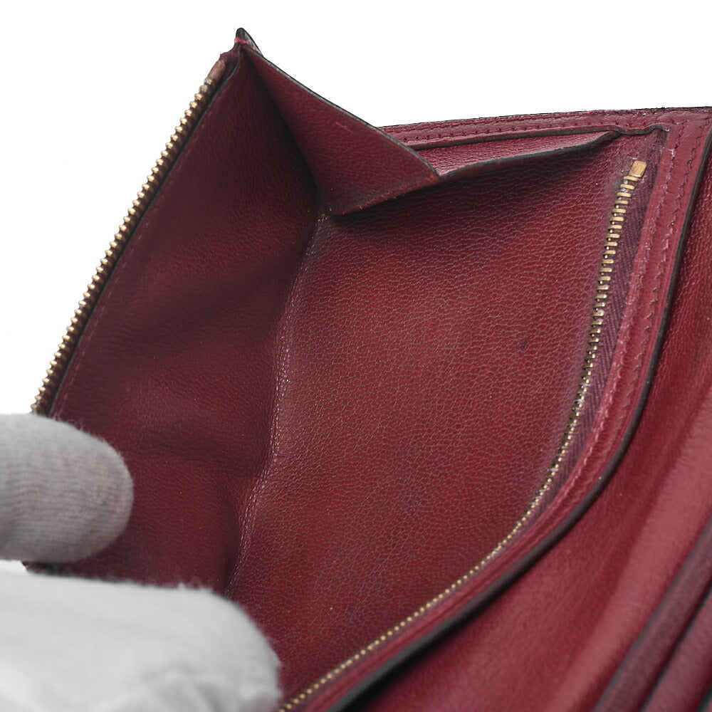 HERMES B?ance Souffl Alligator 2-fold long wallet Bordeaux Gold-Tone Hardware, Pre-Owned