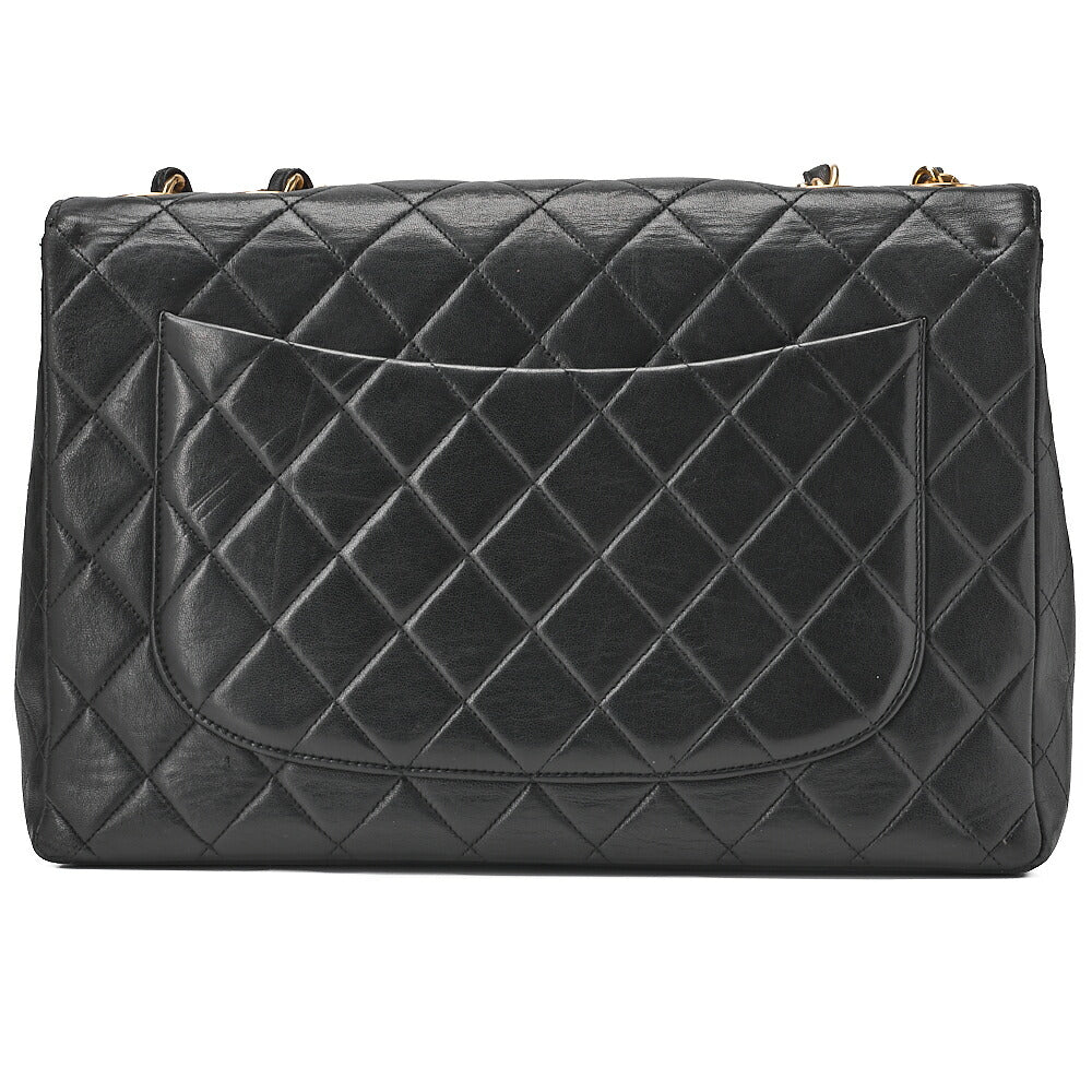 CHANEL Chain Shoulder Bag Coco Mark Deca Matelasse 30cm Single Flap Lambskin Black Gold-Tone Hardware, Pre-Owned
