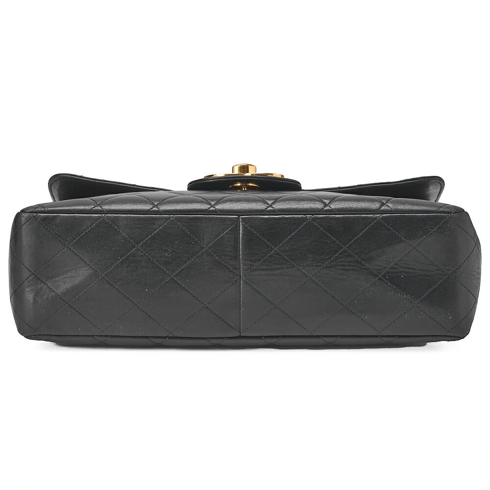 CHANEL Chain Shoulder Bag Coco Mark Deca Matelasse 30cm Single Flap Lambskin Black Gold-Tone Hardware, Pre-Owned