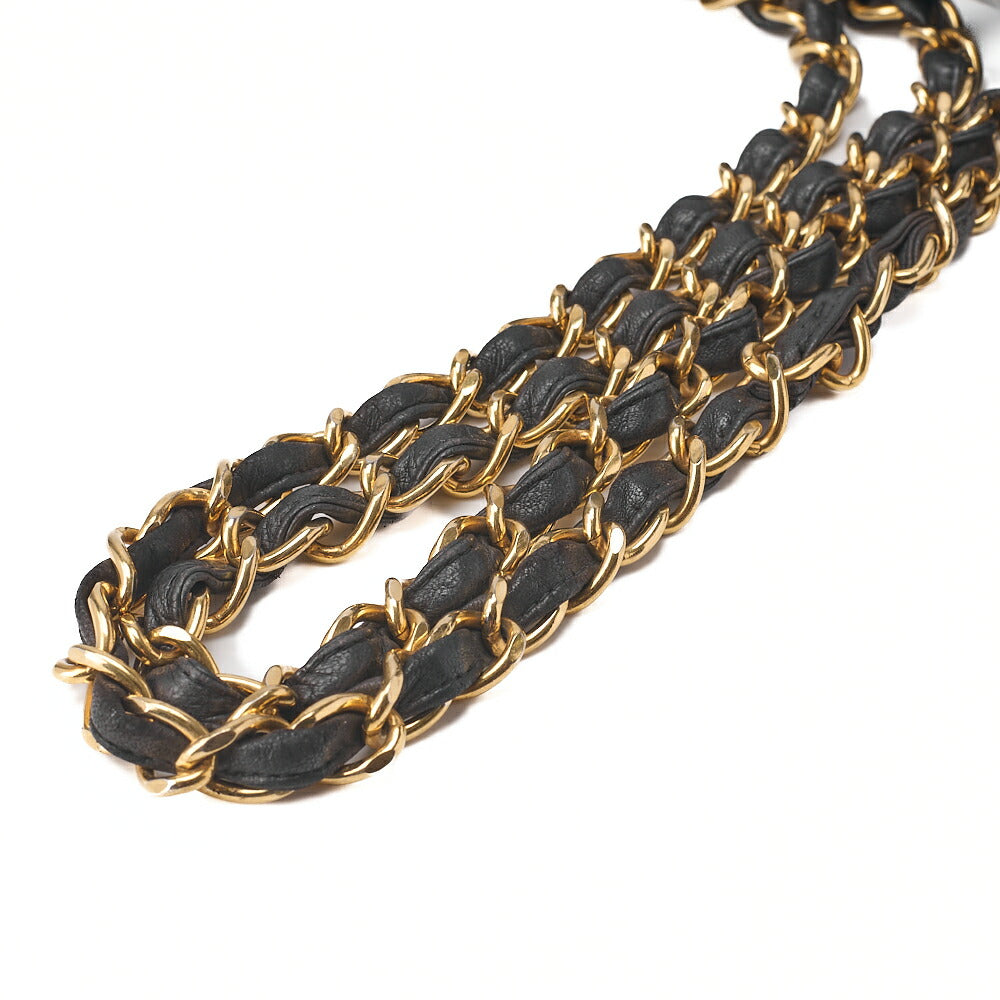 CHANEL Chain Shoulder Bag Coco Mark Deca Matelasse 30cm Single Flap Lambskin Black Gold-Tone Hardware, Pre-Owned