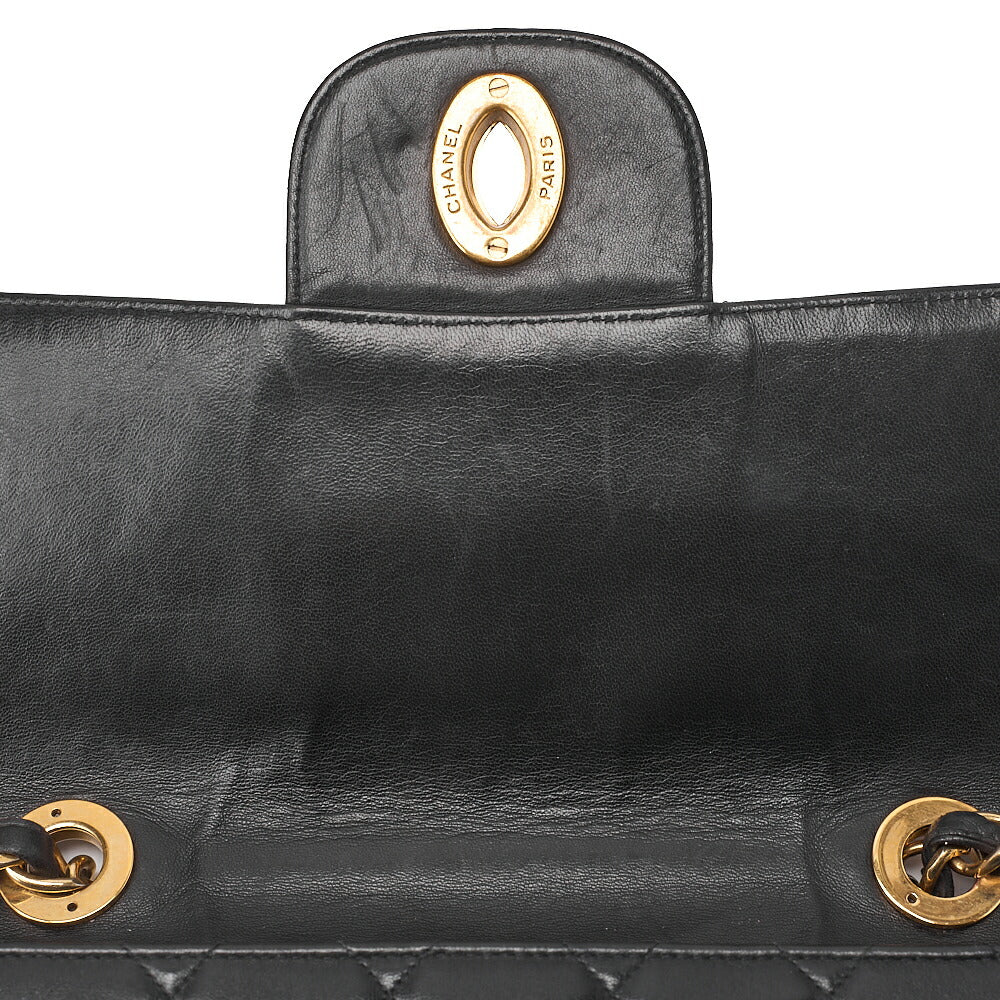 CHANEL Chain Shoulder Bag Coco Mark Deca Matelasse 30cm Single Flap Lambskin Black Gold-Tone Hardware, Pre-Owned