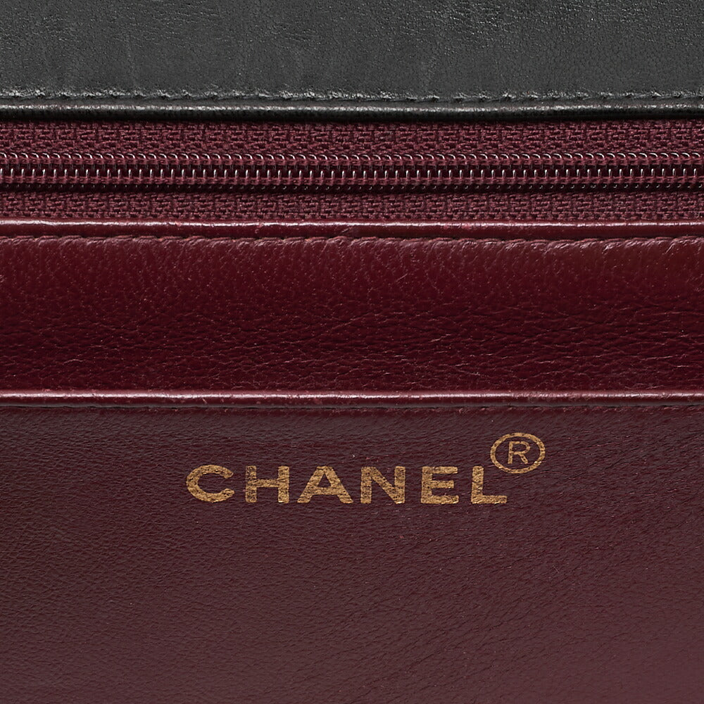 CHANEL Chain Shoulder Bag Coco Mark Deca Matelasse 30cm Single Flap Lambskin Black Gold-Tone Hardware, Pre-Owned