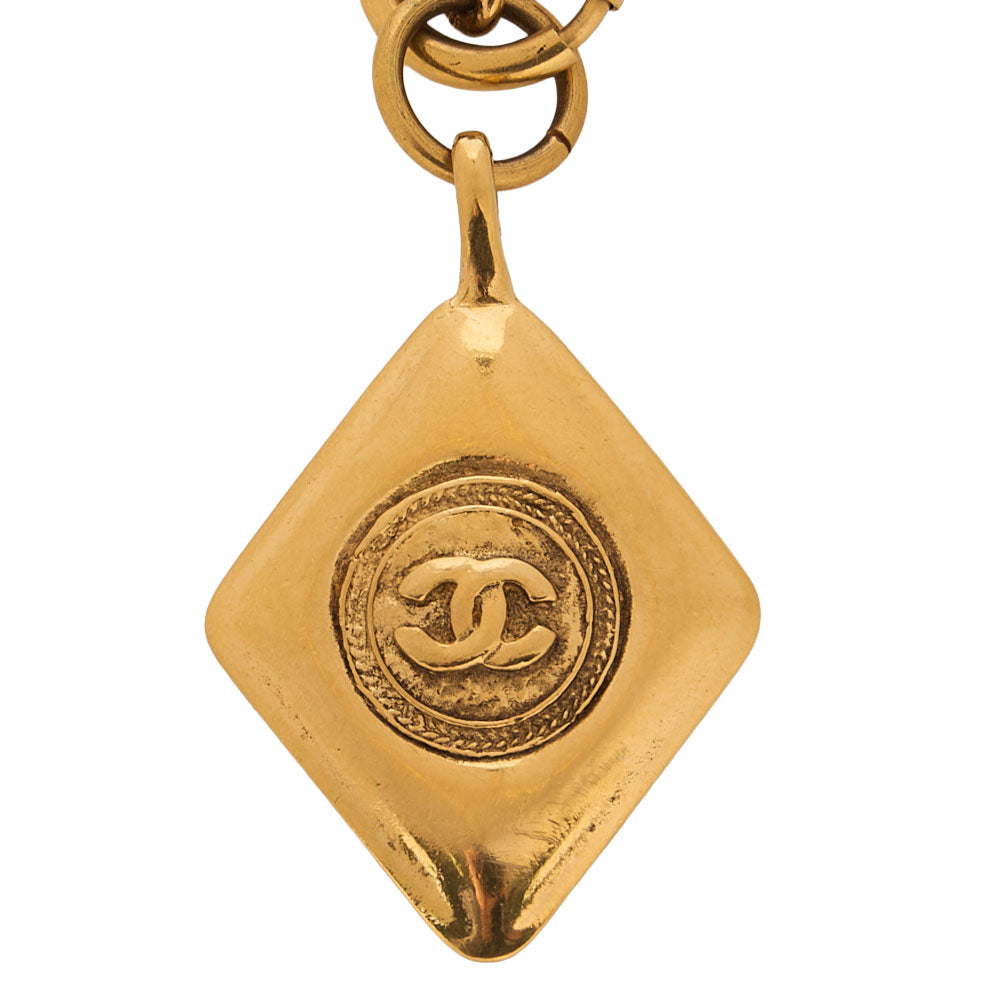 CHANEL Necklace Diamond Pulette Coco Mark GP (Gold Plated) Gold-Tone Hardware, Pre-Owned
