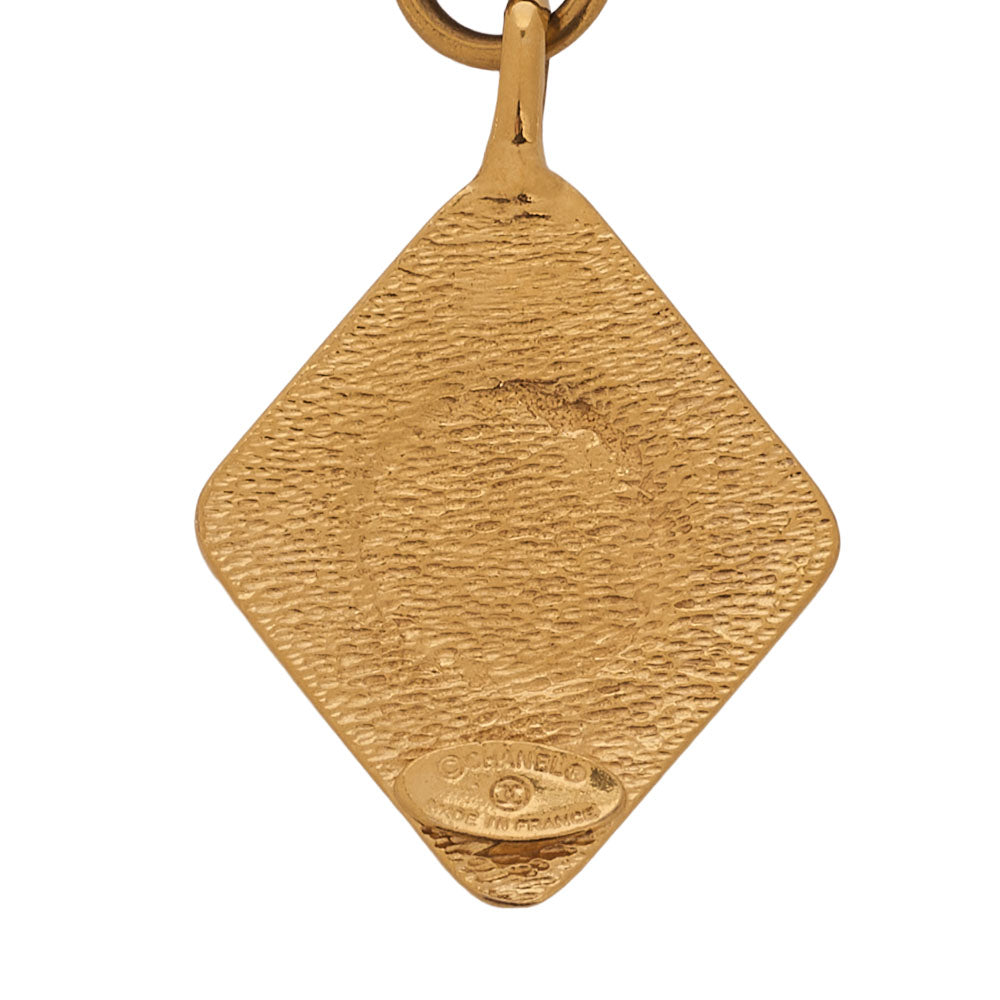 CHANEL Necklace Diamond Pulette Coco Mark GP (Gold Plated) Gold-Tone Hardware, Pre-Owned