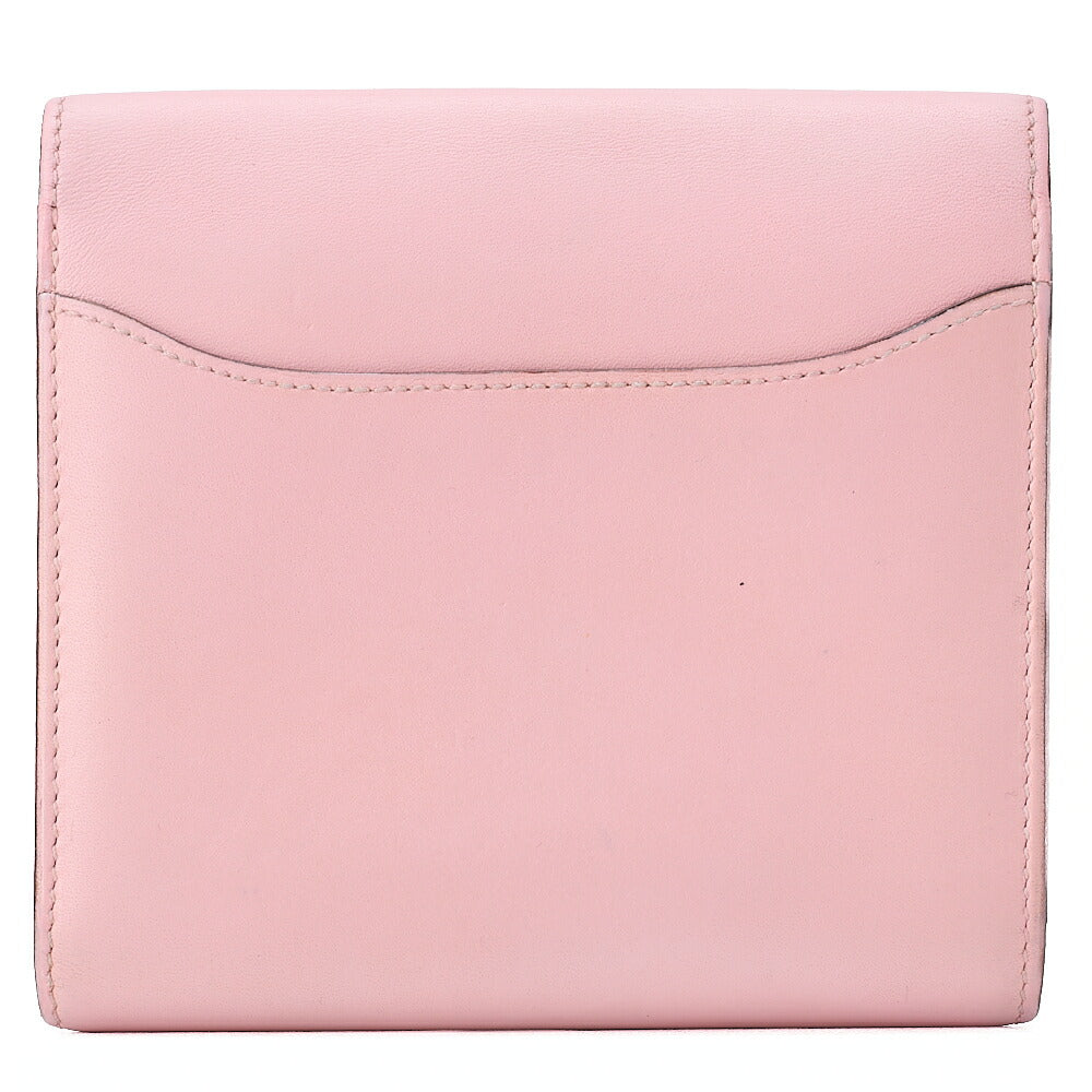 HERMES Constance Compact Bi-fold Wallet Swift x Lizard Rose Sakura Gold-Tone Hardware, Pre-Owned