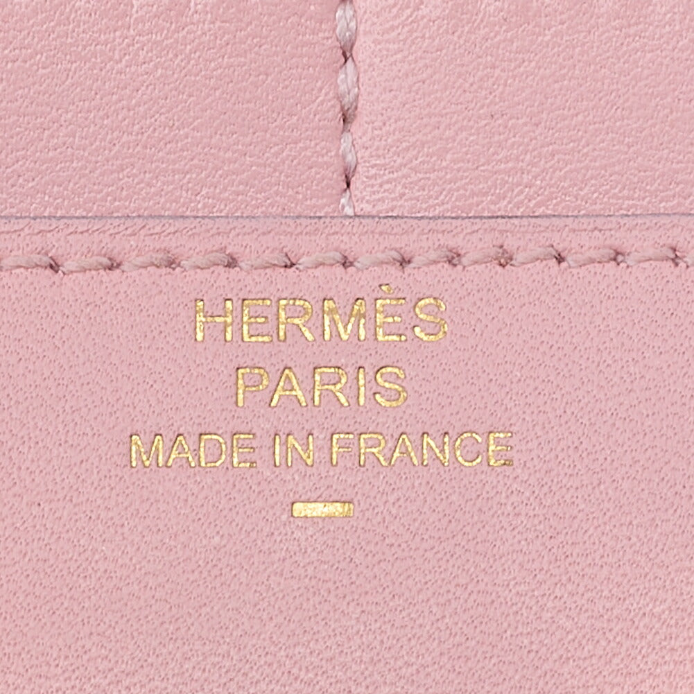 HERMES Constance Compact Bi-fold Wallet Swift x Lizard Rose Sakura Gold-Tone Hardware, Pre-Owned