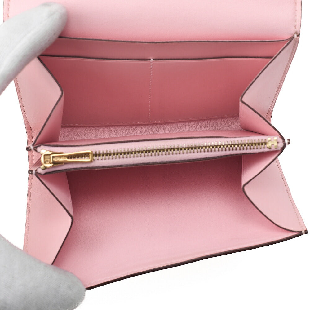 HERMES Constance Compact Bi-fold Wallet Swift x Lizard Rose Sakura Gold-Tone Hardware, Pre-Owned