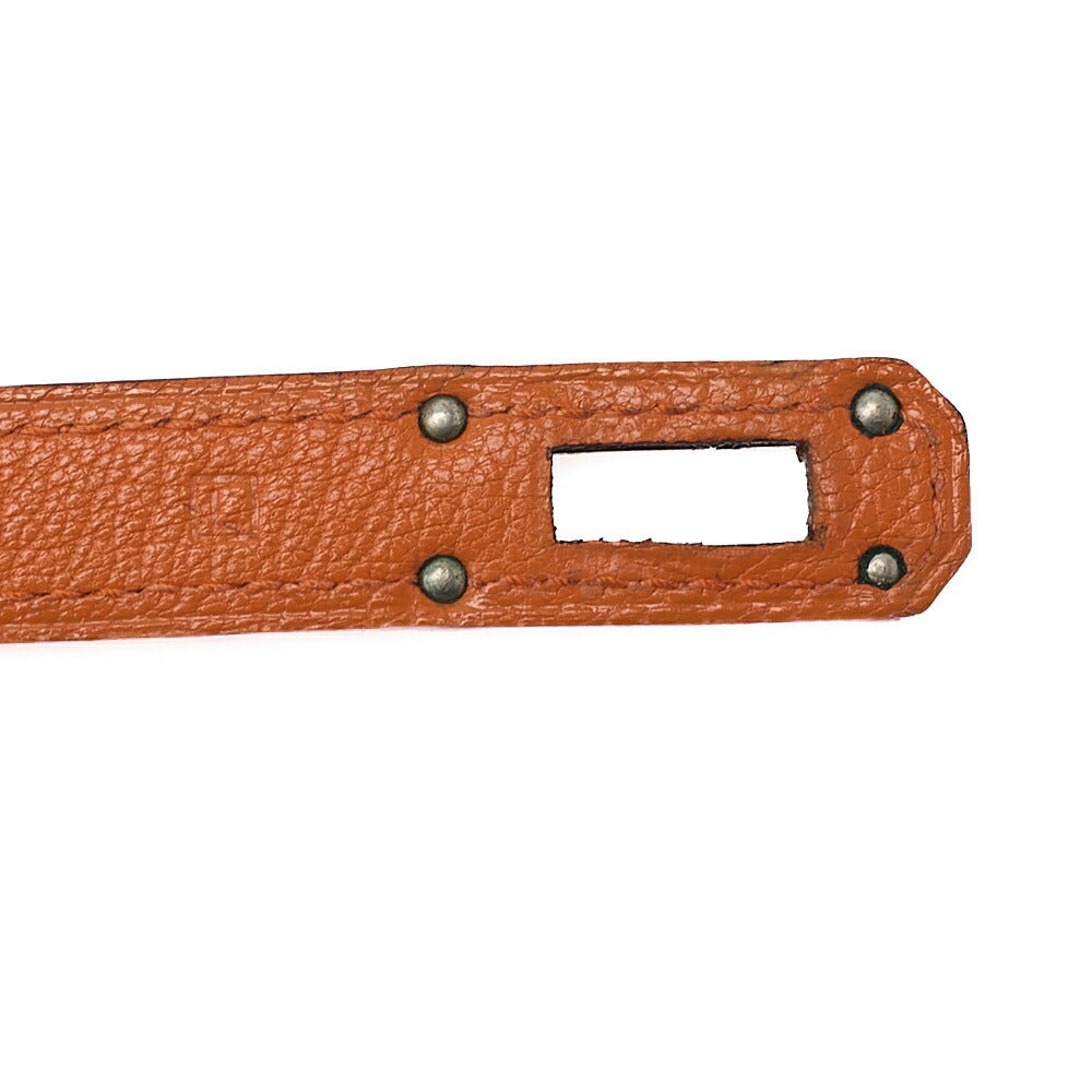 HERMES Kelly Wallet 3-Fold Long Wallet Chevre Orange Silver-Tone Hardware, Pre-Owned