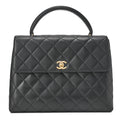 CHANEL Handbag Matelasse Turnlock Kelly Shape Lambskin Black Gold-Tone Hardware, Pre-Owned