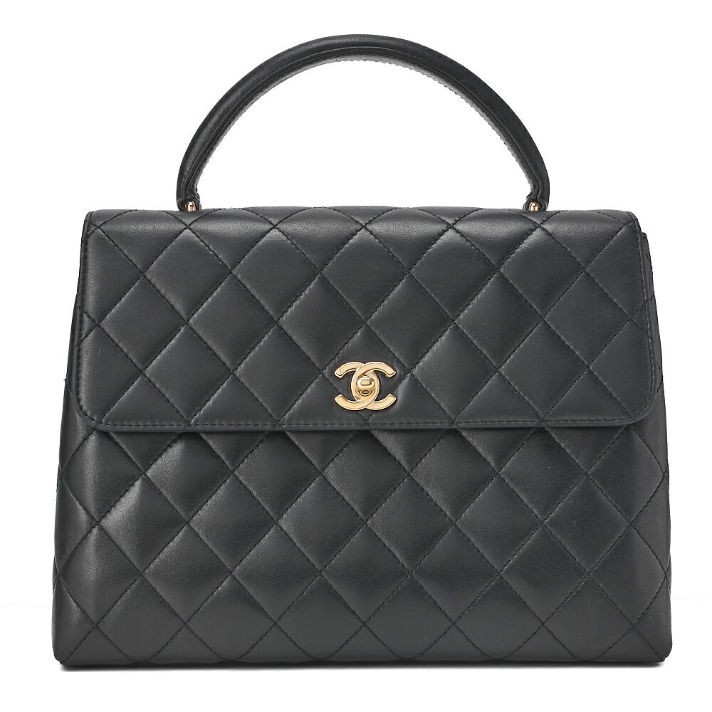 CHANEL Handbag Matelasse Turnlock Kelly Shape Lambskin Black Gold-Tone Hardware, Pre-Owned