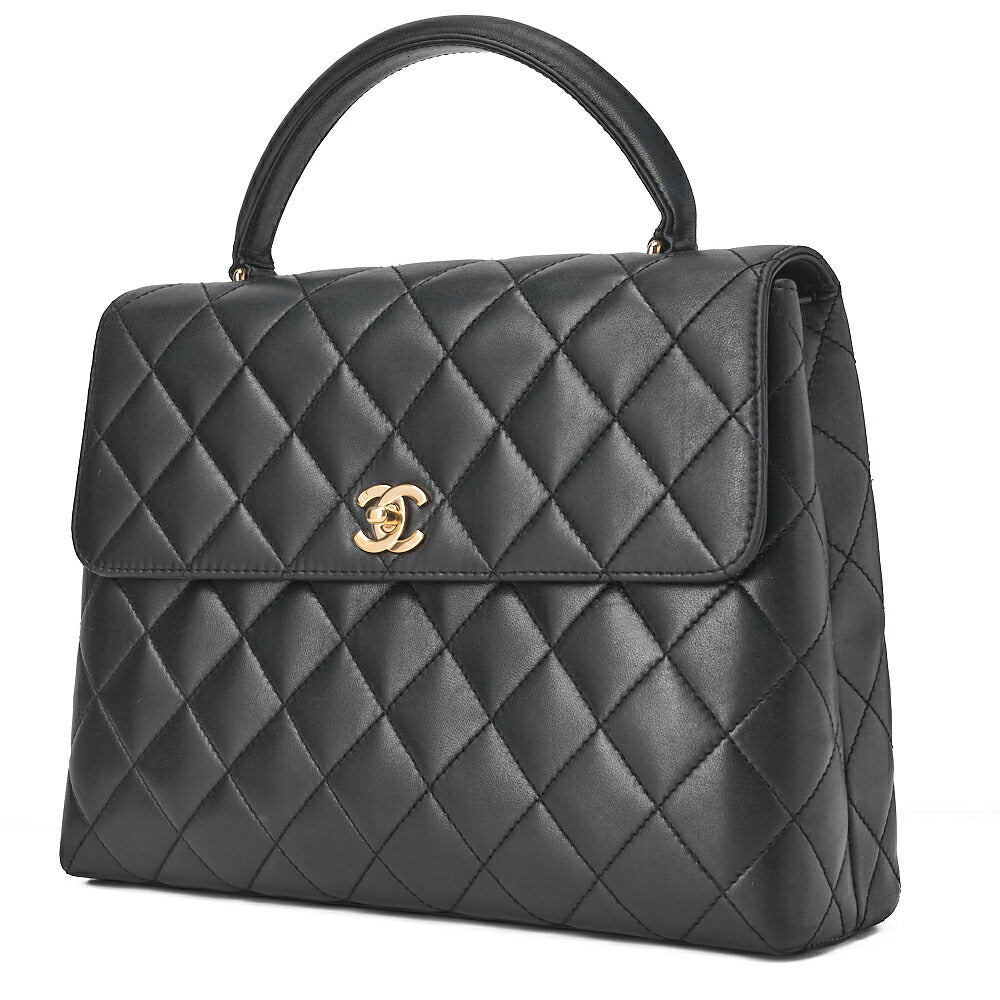 CHANEL Handbag Matelasse Turnlock Kelly Shape Lambskin Black Gold-Tone Hardware, Pre-Owned