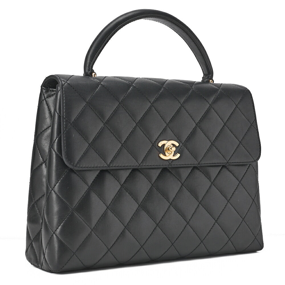 CHANEL Handbag Matelasse Turnlock Kelly Shape Lambskin Black Gold-Tone Hardware, Pre-Owned
