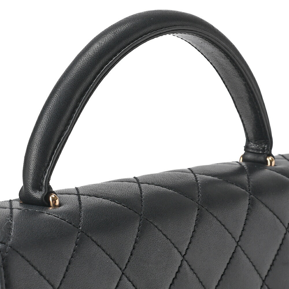 CHANEL Handbag Matelasse Turnlock Kelly Shape Lambskin Black Gold-Tone Hardware, Pre-Owned