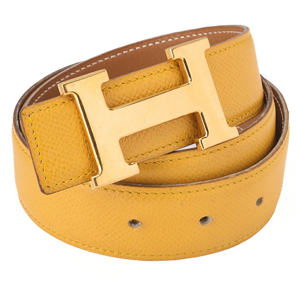 HERMES H Belt Stolier Belt 75 Epson Jaune x Swift (Gold-Tone Hardware, Pre-Owned