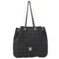 CHANEL Chocolate Bar Wild Stitch Drawstring Suede Black Gold-Tone Hardware, Pre-Owned