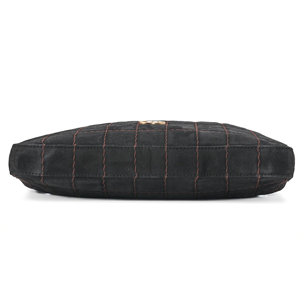CHANEL Chocolate Bar Wild Stitch Drawstring Suede Black Gold-Tone Hardware, Pre-Owned