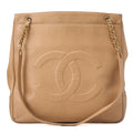 CHANEL Big Coco Mark Double Chain Shoulder Caviar Skin Beige Gold-Tone Hardware, Pre-Owned