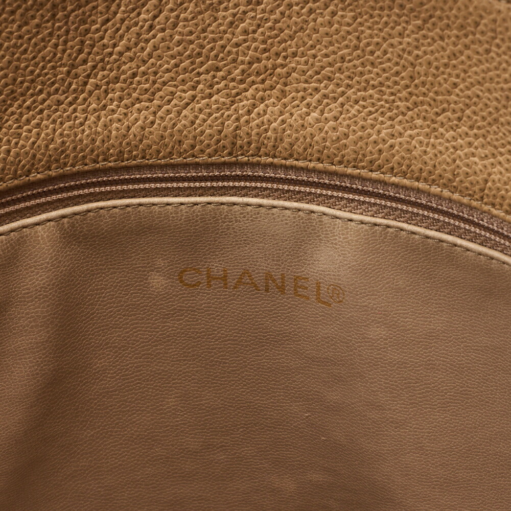 CHANEL Big Coco Mark Double Chain Shoulder Caviar Skin Beige Gold-Tone Hardware, Pre-Owned