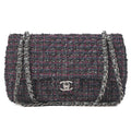 CHANEL Matelasse Tweed Double Flap 25cm Chain Shoulder Purple x Silver Silve-Tone Hardware, Pre-Owned