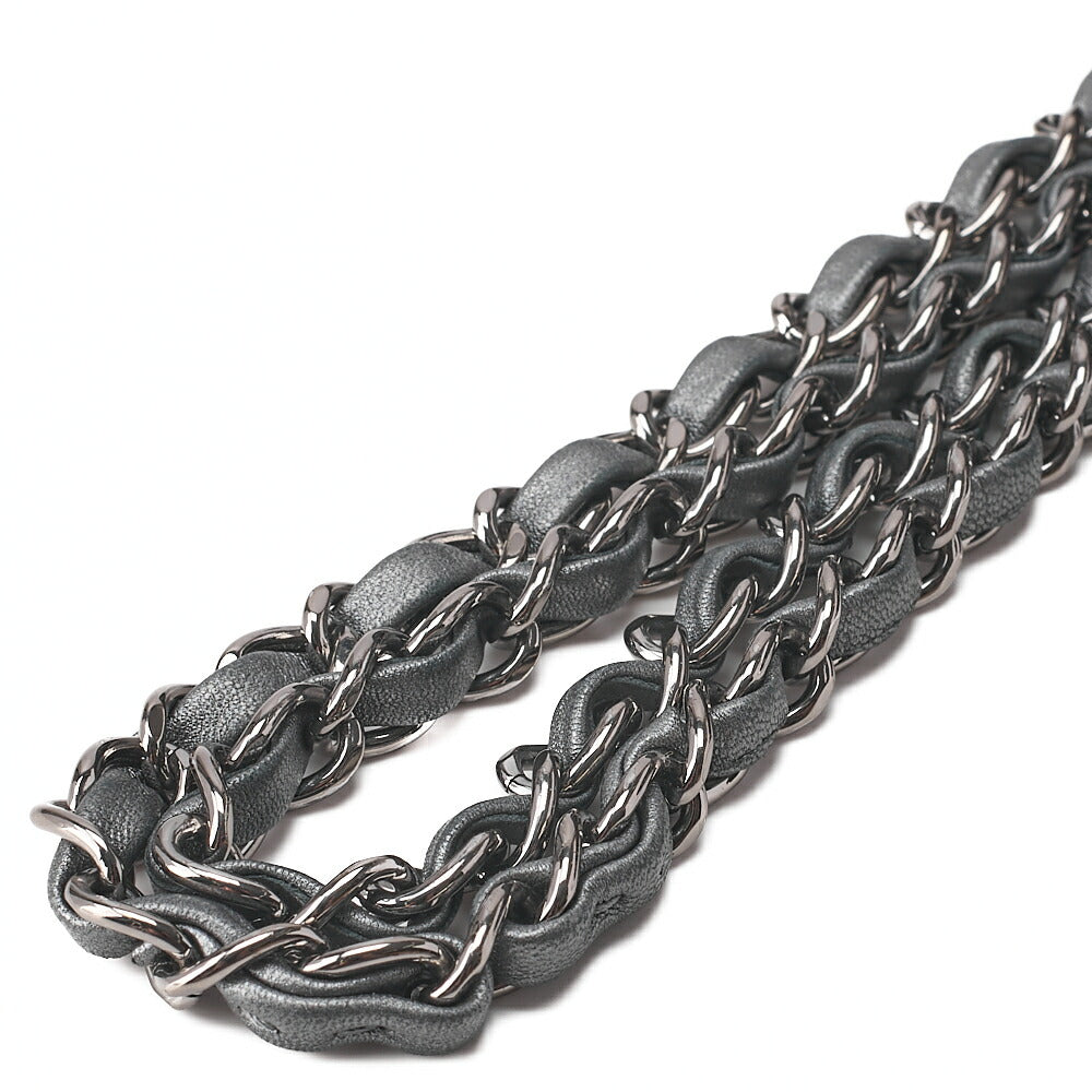 CHANEL Matelasse Tweed Double Flap 25cm Chain Shoulder Purple x Silver Silve-Tone Hardware, Pre-Owned