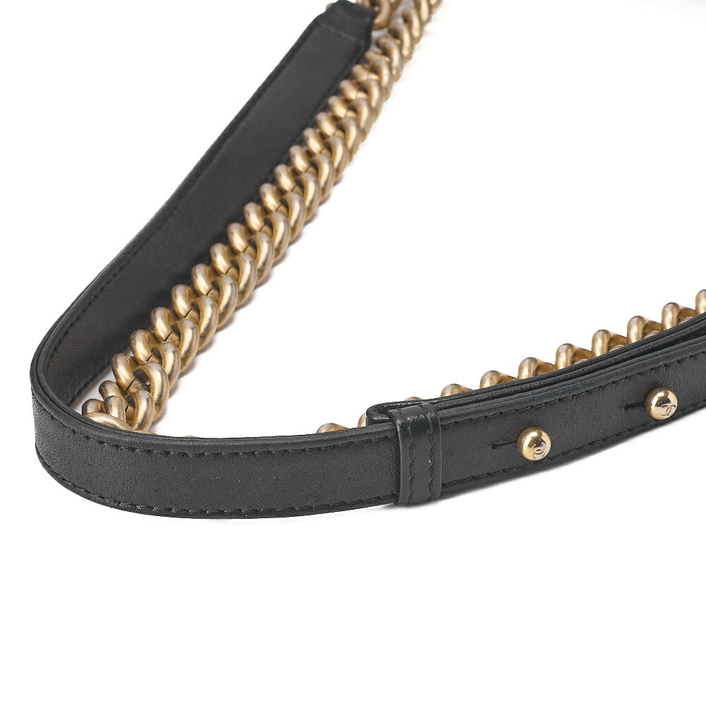 CHANEL Tweed X Lambskin Boy Chanel Braided Chain Shoulder Black Gold-Tone Hardware, Pre-Owned