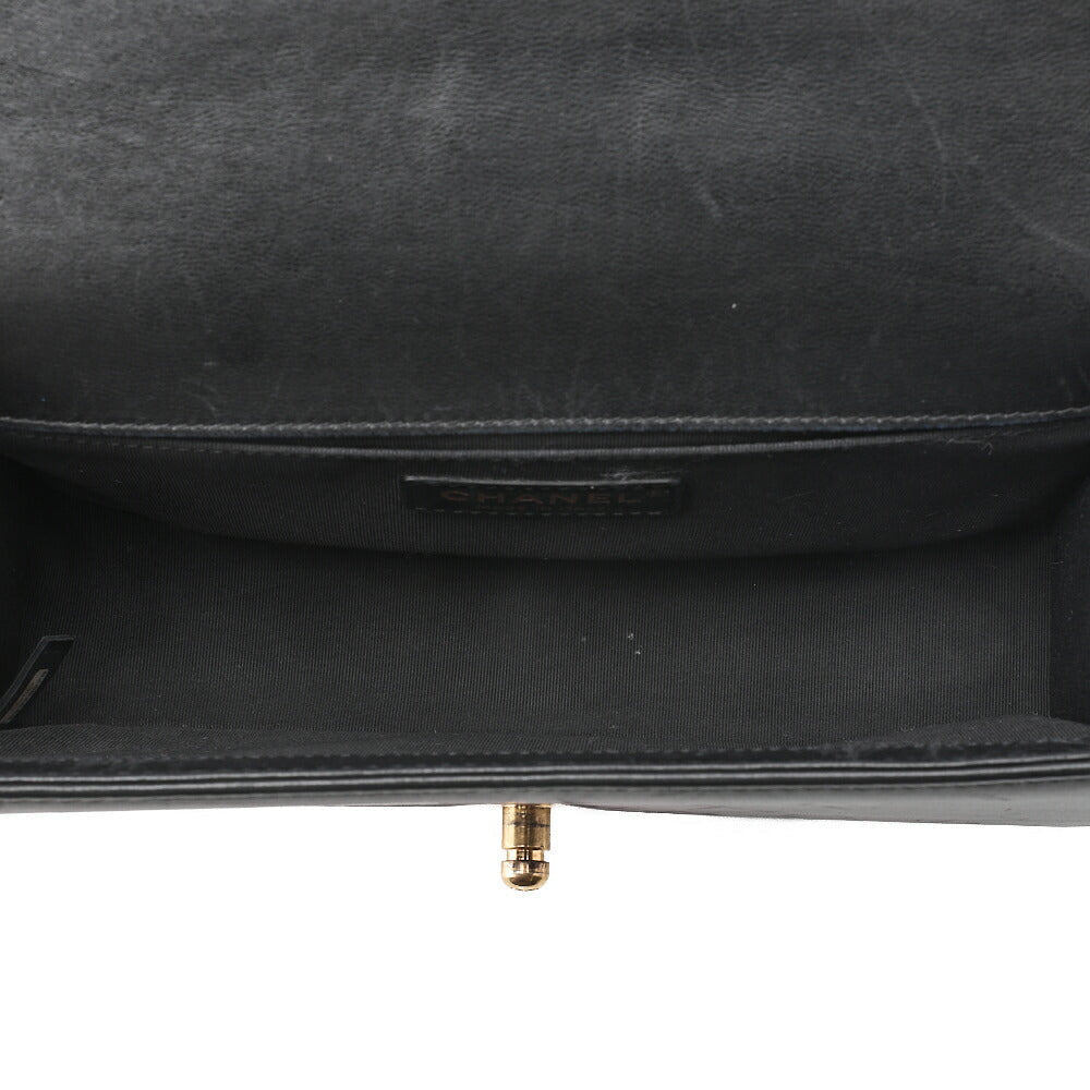 CHANEL Tweed X Lambskin Boy Chanel Braided Chain Shoulder Black Gold-Tone Hardware, Pre-Owned