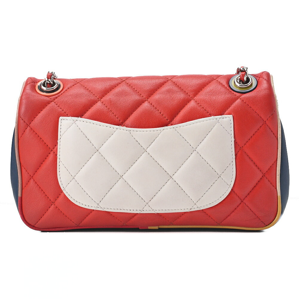 CHANEL Shoulder Bag Matelasse Single Flap Turnlock Lambskin Bicolor Silver-Tone Hardware, Pre-Owned