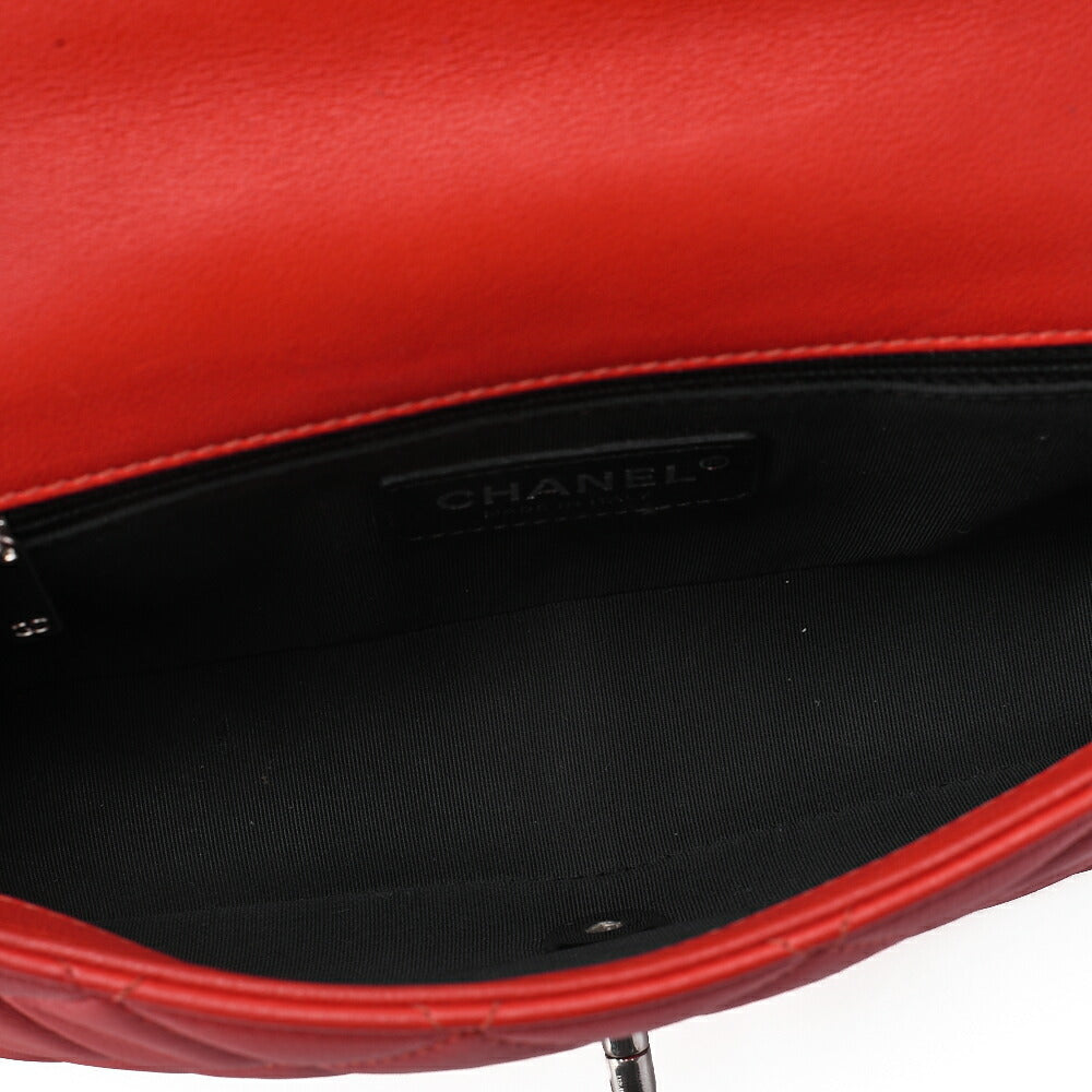 CHANEL Shoulder Bag Matelasse Single Flap Turnlock Lambskin Bicolor Silver-Tone Hardware, Pre-Owned