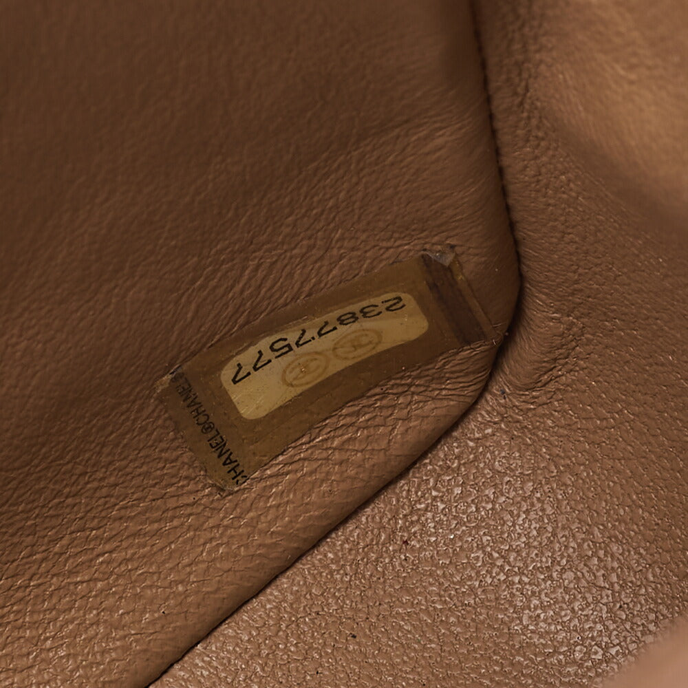CHANEL Chain Shoulder Bag Mini V Stitch 17cm Calfskin Beige Gold-Tone Hardware, Pre-Owned