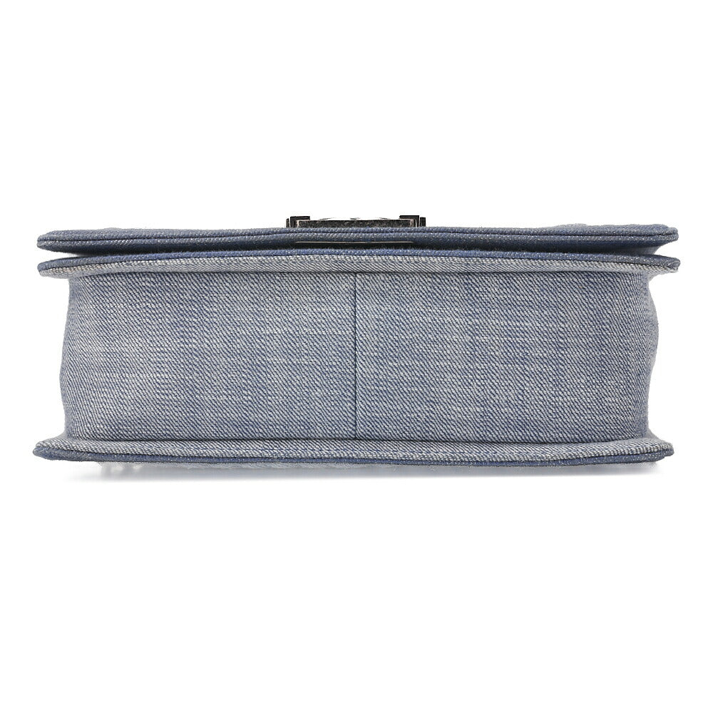 CHANEL Boy Chanel V-Stitch Chain Shoulder Denim Blue Silver-Tone Hardware, Pre-Owned