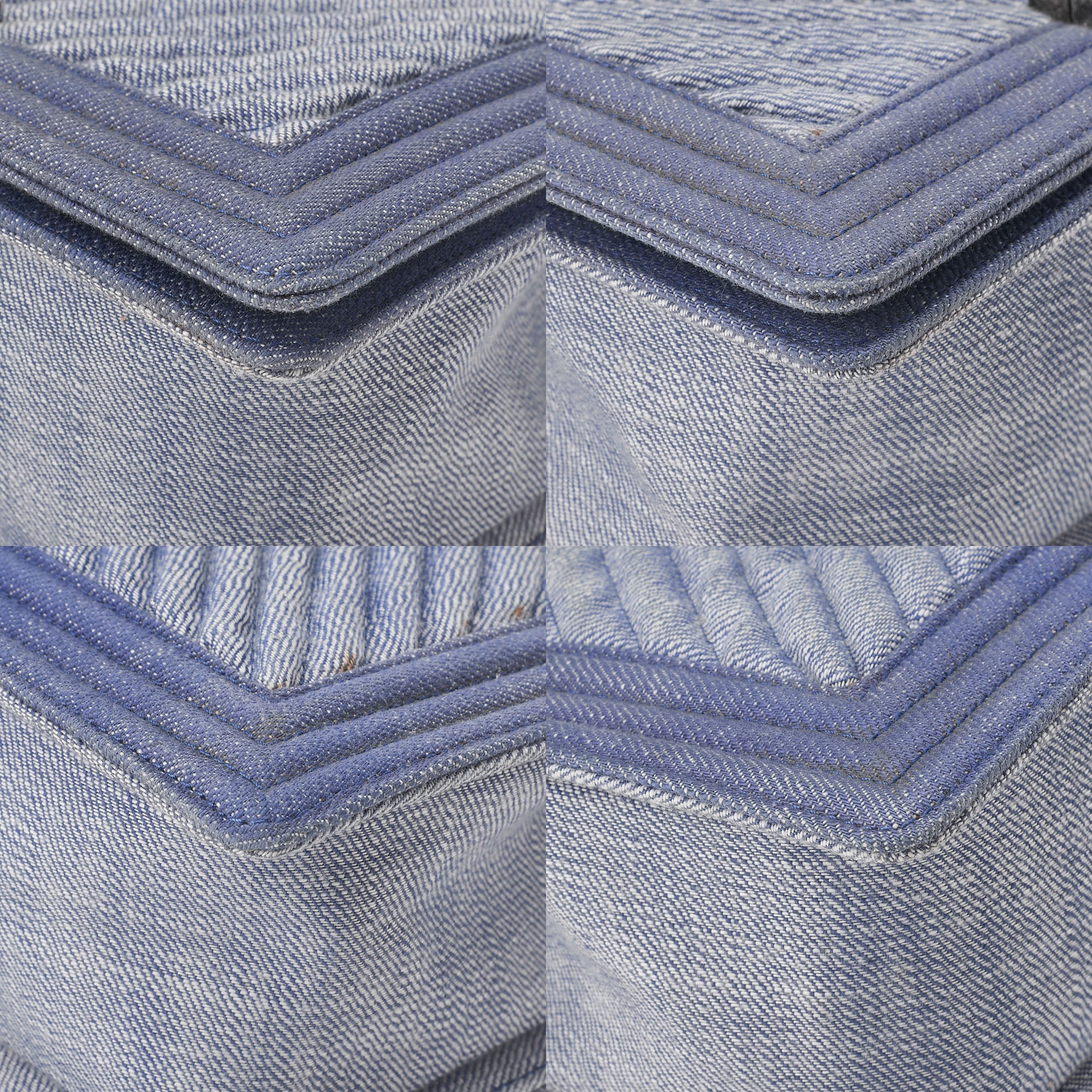 CHANEL Boy Chanel V-Stitch Chain Shoulder Denim Blue Silver-Tone Hardware, Pre-Owned