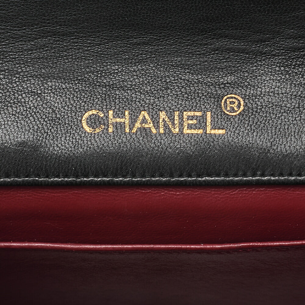 CHANEL Matelasse Round Flap Half Moon Chain Shoulder Bag Lambskin Black Gold-Tone Hardware, Pre-Owned