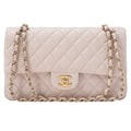 CHANEL Lambskin Matelasse 25cm Double Flap Chain Shoulder Pink Gold-Tone Hardware, Pre-Owned