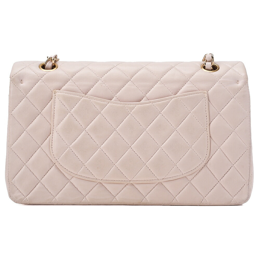CHANEL Lambskin Matelasse 25cm Double Flap Chain Shoulder Pink Gold-Tone Hardware, Pre-Owned