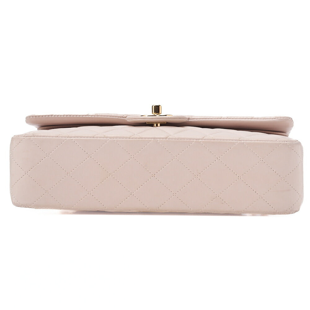 CHANEL Lambskin Matelasse 25cm Double Flap Chain Shoulder Pink Gold-Tone Hardware, Pre-Owned