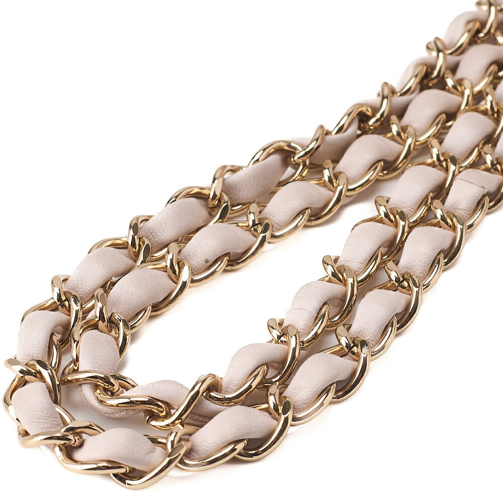 CHANEL Lambskin Matelasse 25cm Double Flap Chain Shoulder Pink Gold-Tone Hardware, Pre-Owned