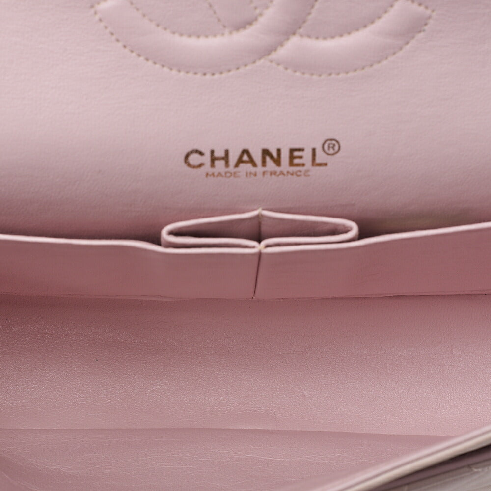 CHANEL Lambskin Matelasse 25cm Double Flap Chain Shoulder Pink Gold-Tone Hardware, Pre-Owned